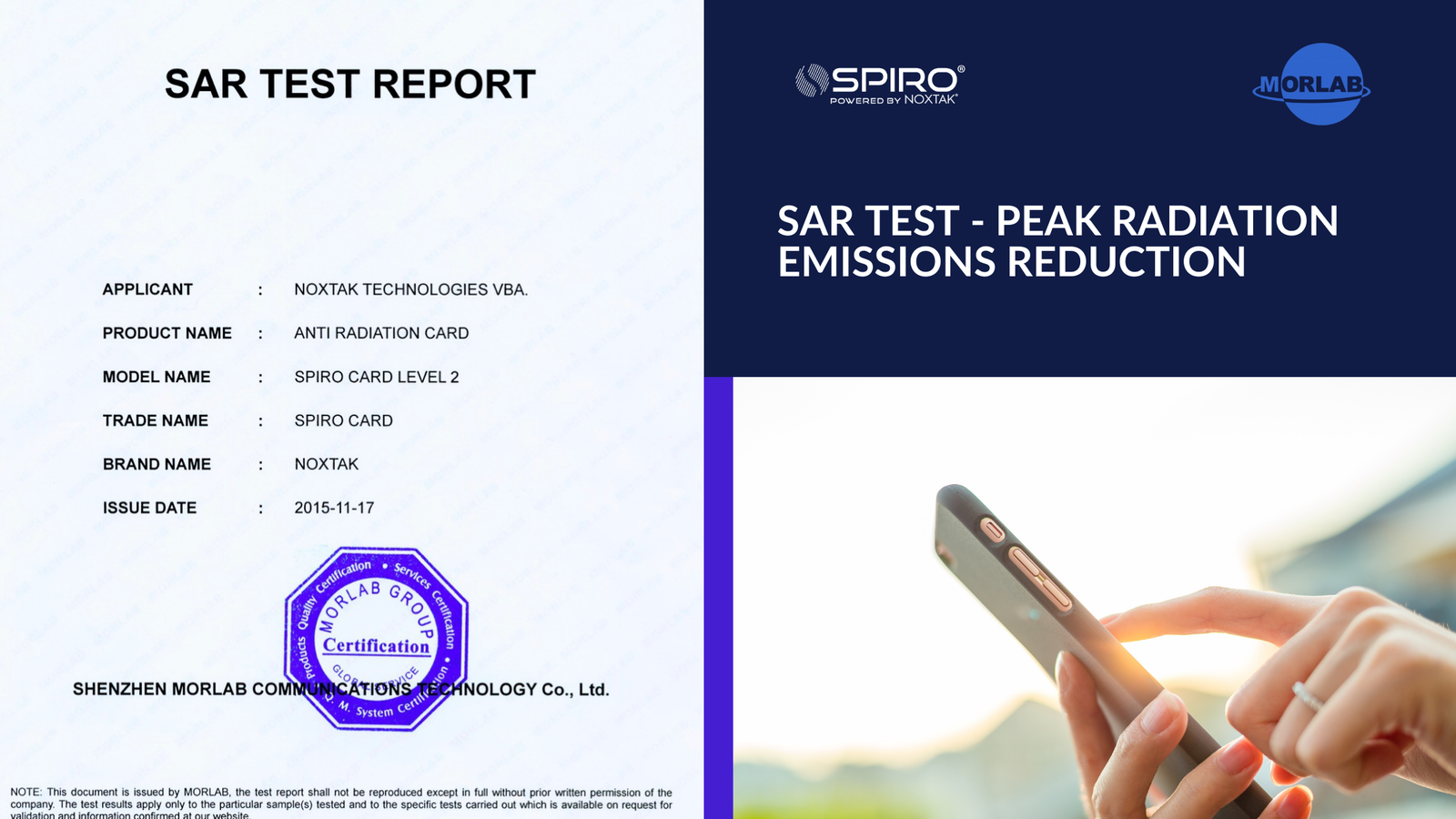 SAR TEST - Peak Radiation Emissions Reduction