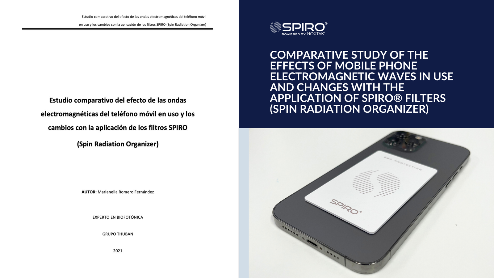Comparative Study of the Effects of Mobile Phone Electromagnetic Waves in Use and Changes with the Application of SPIRO® Filters (Spin Radiation Organizer)