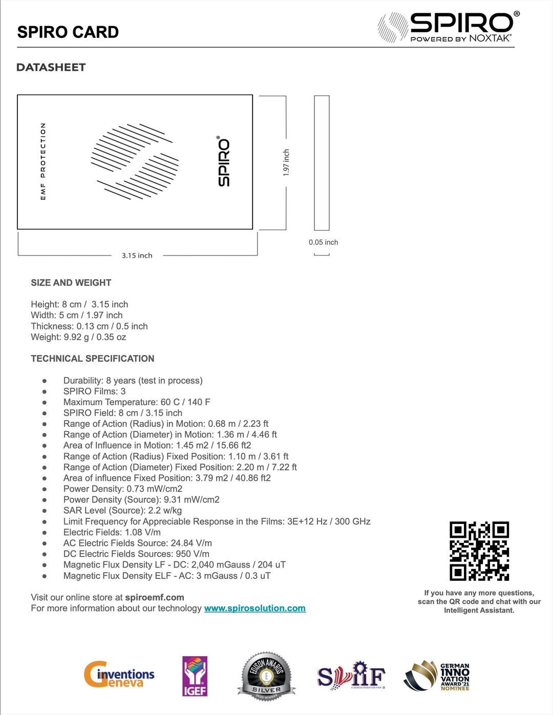 1. <tc>SPIRO® CARD</tc> – Filtro electromagnético para teléfonos móviles