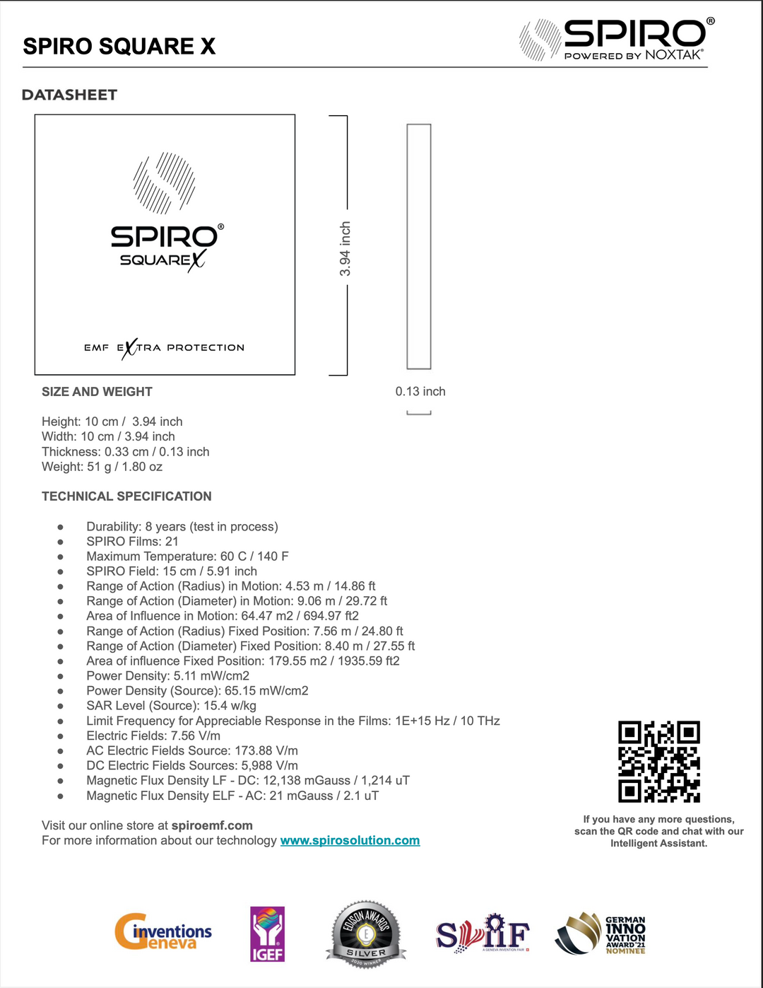 4. SPIRO® SQUARE X – Advanced Electromagnetic Filter for Personal and Multipurpose Use