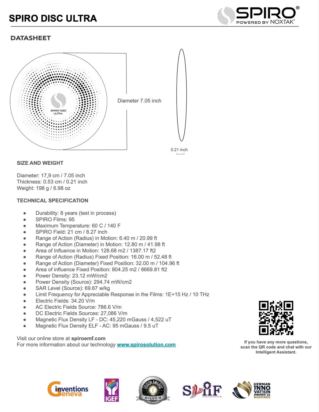 h. SPIRO® DISC ULTRA – Extreme Electromagnetic Filter for EMF